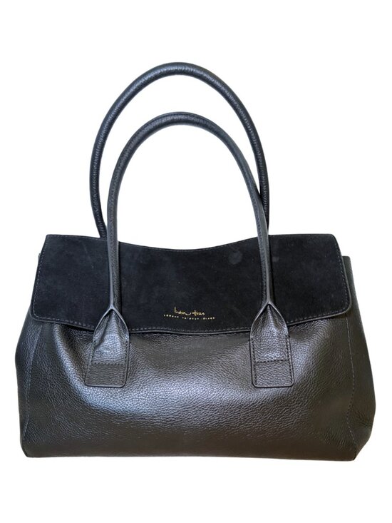 India Hicks Handbags - India Hicks "Fussy Sarah" Bag in Black Suede and Leather